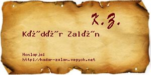 Kádár Zalán névjegykártya